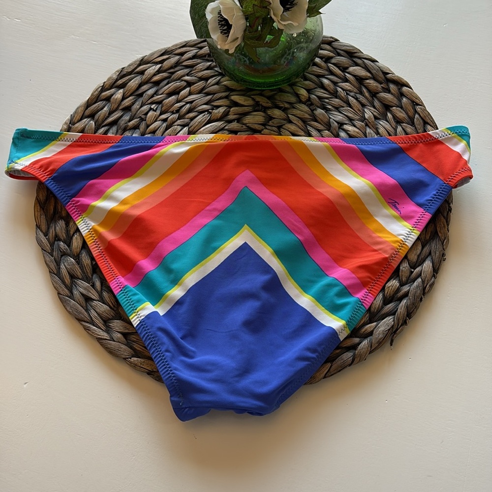 Trina Turk Sunset Chevron Handkerchief Tankini Top & Bottom Swimsuit Set size 12 - Picture 9 of 12
